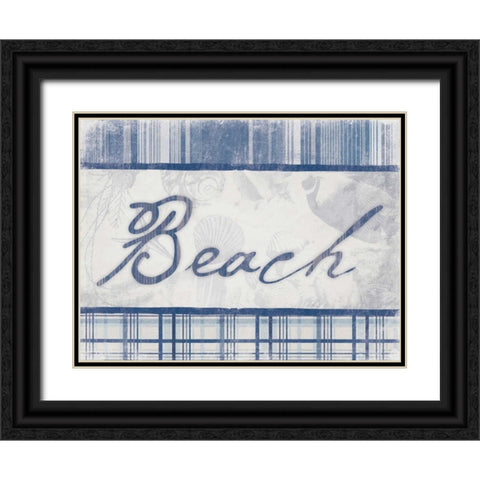 Beach in Navy Black Ornate Wood Framed Art Print with Double Matting by Grey, Jace