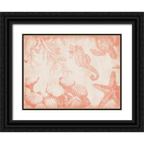 Sea Life in Beige 1 Black Ornate Wood Framed Art Print with Double Matting by Grey, Jace