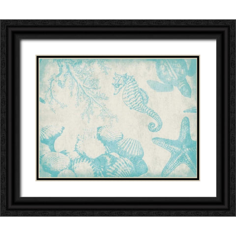 Sea Life in Aqua 1 Black Ornate Wood Framed Art Print with Double Matting by Grey, Jace