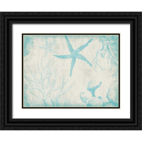 Sea Life in Aqua 2 Black Ornate Wood Framed Art Print with Double Matting by Grey, Jace