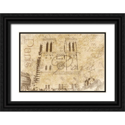 Paris J Black Ornate Wood Framed Art Print with Double Matting by Grey, Jace