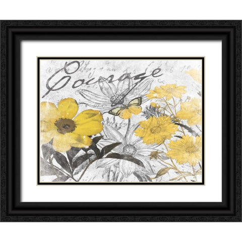 Courage Floral D Black Ornate Wood Framed Art Print with Double Matting by Grey, Jace