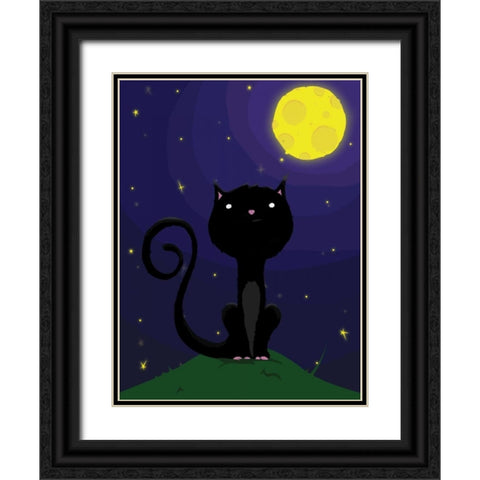 Halloween Cat. A Black Ornate Wood Framed Art Print with Double Matting by Grey, Jace