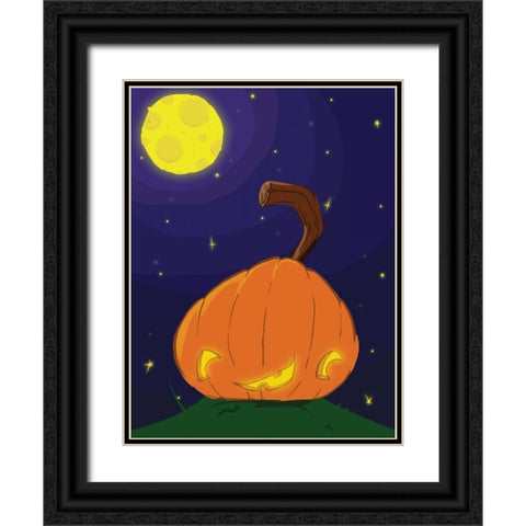 Halloween Pumpkin B Black Ornate Wood Framed Art Print with Double Matting by Grey, Jace
