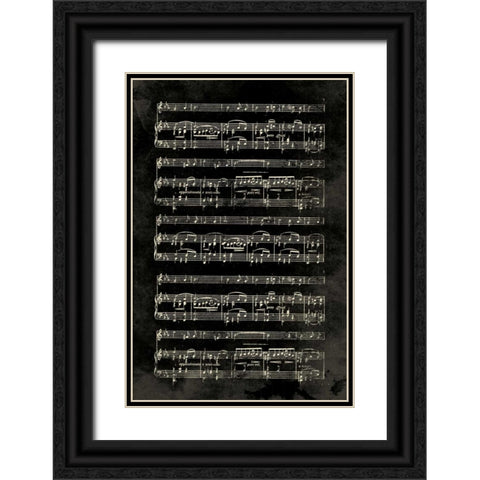 Music Sheet Black Black Ornate Wood Framed Art Print with Double Matting by Grey, Jace