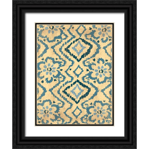 Blue Ikat Black Ornate Wood Framed Art Print with Double Matting by Grey, Jace