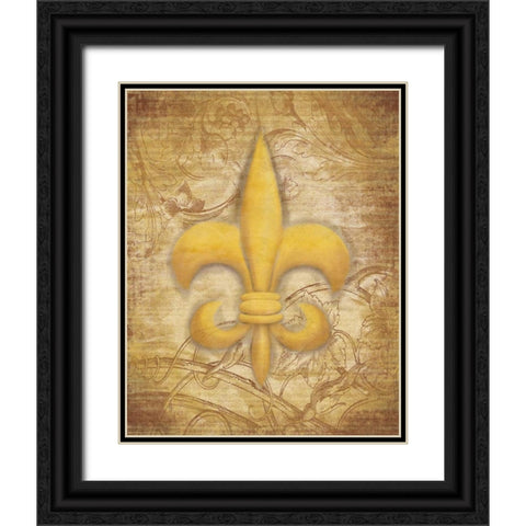 Fleur Delis Black Ornate Wood Framed Art Print with Double Matting by Grey, Jace