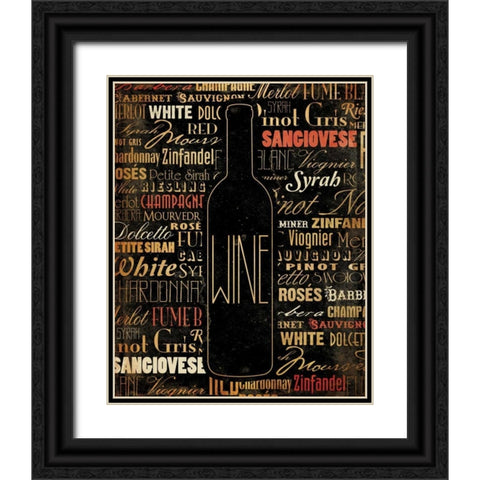 WINE 1 Black Ornate Wood Framed Art Print with Double Matting by Grey, Jace