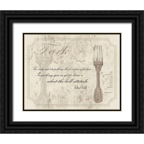 Fork Quote Black Ornate Wood Framed Art Print with Double Matting by Grey, Jace