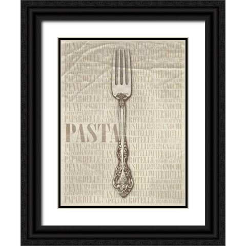 PASTA Type Black Ornate Wood Framed Art Print with Double Matting by Grey, Jace
