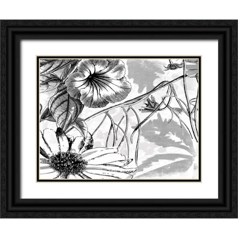 Simple BW Flower Black Ornate Wood Framed Art Print with Double Matting by Grey, Jace