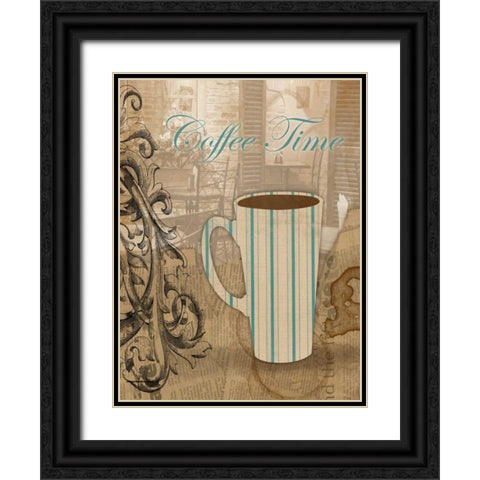 Coffee Time Black Ornate Wood Framed Art Print with Double Matting by Grey, Jace