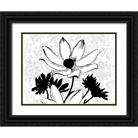 Simple Floral Black Ornate Wood Framed Art Print with Double Matting by Grey, Jace