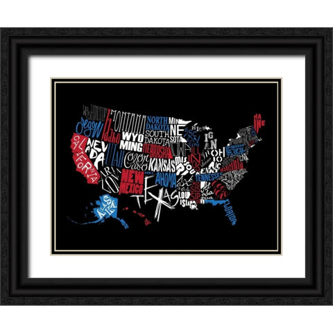 USA 3 Black Ornate Wood Framed Art Print with Double Matting by Grey, Jace