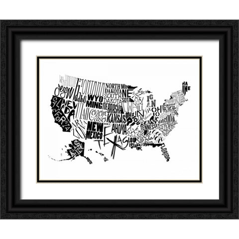 USA Black Ornate Wood Framed Art Print with Double Matting by Grey, Jace