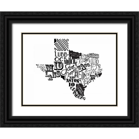 Texas Black Black Ornate Wood Framed Art Print with Double Matting by Grey, Jace