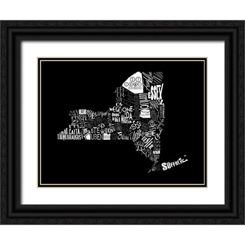NY 3 Black Ornate Wood Framed Art Print with Double Matting by Grey, Jace