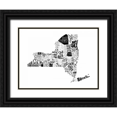 NY Black Ornate Wood Framed Art Print with Double Matting by Grey, Jace