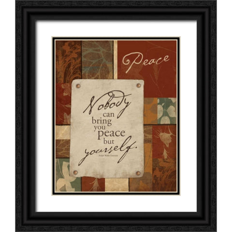 Peace Black Ornate Wood Framed Art Print with Double Matting by Grey, Jace
