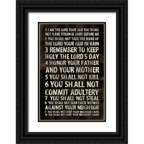 Full 10 Commandments Black Ornate Wood Framed Art Print with Double Matting by Grey, Jace