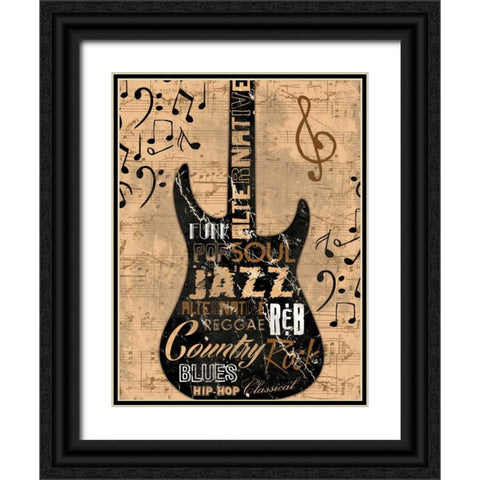 Music Cotes Cream Black Ornate Wood Framed Art Print with Double Matting by Grey, Jace