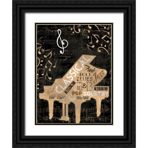 Music Notes Black Mate Black Ornate Wood Framed Art Print with Double Matting by Grey, Jace