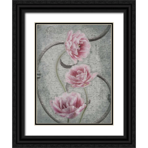 Floral Fence 2 Black Ornate Wood Framed Art Print with Double Matting by Grey, Jace