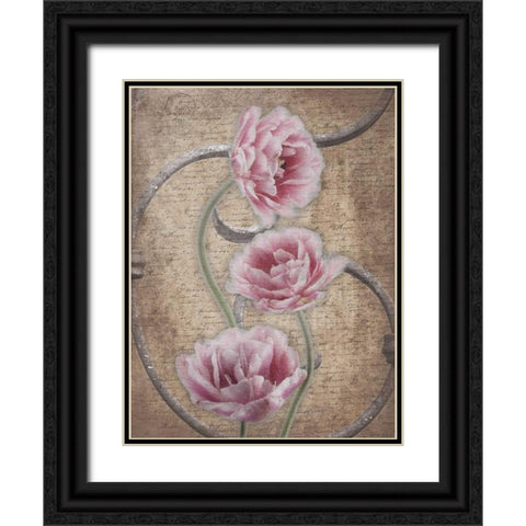 Floral Fence 3 Black Ornate Wood Framed Art Print with Double Matting by Grey, Jace