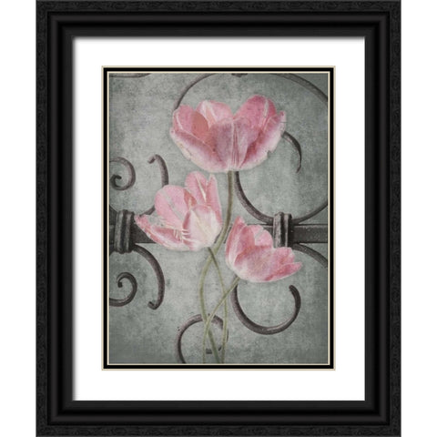 Floral Fence Mate Black Ornate Wood Framed Art Print with Double Matting by Grey, Jace