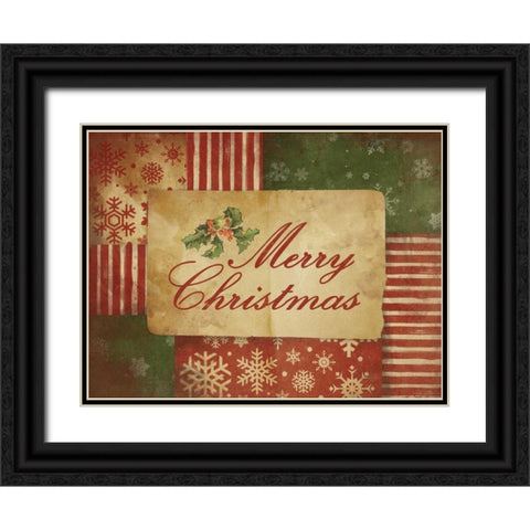Merry Christmas Black Ornate Wood Framed Art Print with Double Matting by Grey, Jace