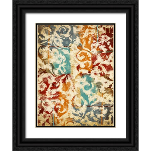 Abstract Floral Black Ornate Wood Framed Art Print with Double Matting by Grey, Jace