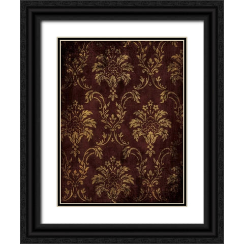 Gold Red Pattern Black Ornate Wood Framed Art Print with Double Matting by Grey, Jace