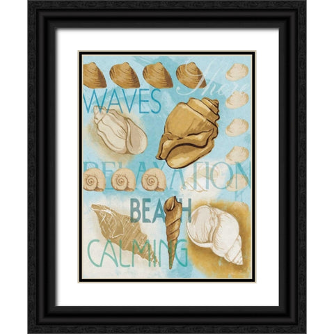 Shell Collage Black Ornate Wood Framed Art Print with Double Matting by Grey, Jace