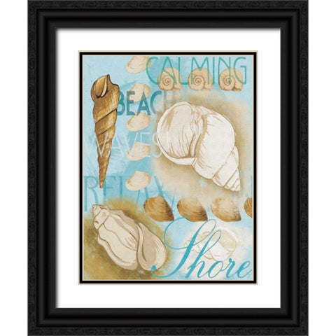 Shell Collage Mate Black Ornate Wood Framed Art Print with Double Matting by Grey, Jace
