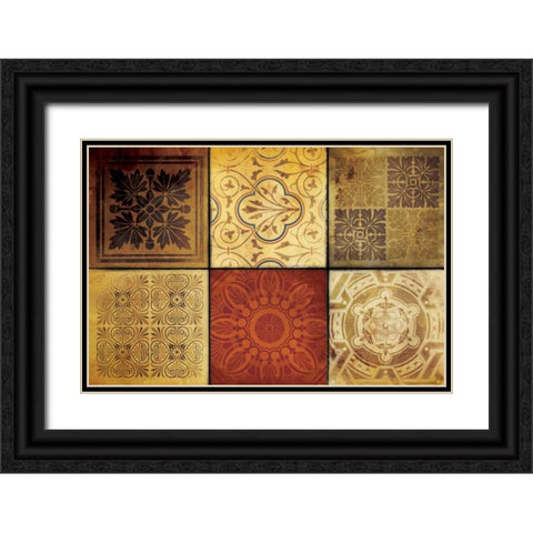 Pattern Patchwork Black Ornate Wood Framed Art Print with Double Matting by Grey, Jace