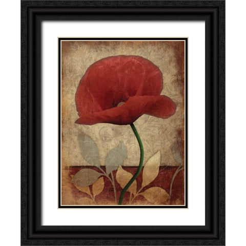 Poppies Vert Black Ornate Wood Framed Art Print with Double Matting by Grey, Jace