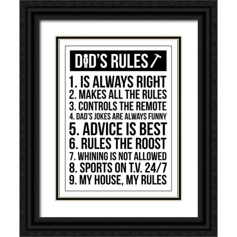 Dads Rules Black Ornate Wood Framed Art Print with Double Matting by Grey, Jace