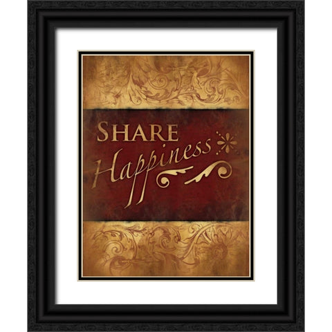 Share Happiness Black Ornate Wood Framed Art Print with Double Matting by Grey, Jace