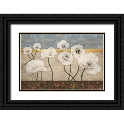 White Floral Patch Black Ornate Wood Framed Art Print with Double Matting by Grey, Jace