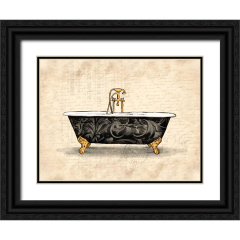 Cream Bath 1 Black Ornate Wood Framed Art Print with Double Matting by Grey, Jace