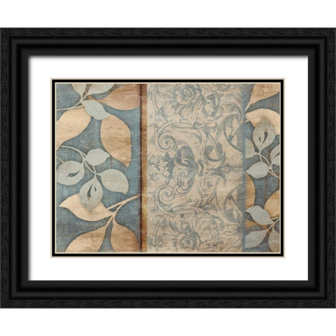 Floral pattern blue Black Ornate Wood Framed Art Print with Double Matting by Grey, Jace