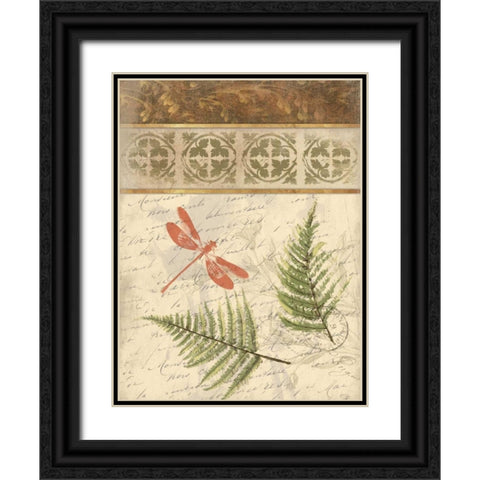 The Dragonfly Fern Black Ornate Wood Framed Art Print with Double Matting by Grey, Jace