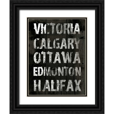 Canada Grunge Type Mate Black Ornate Wood Framed Art Print with Double Matting by Grey, Jace