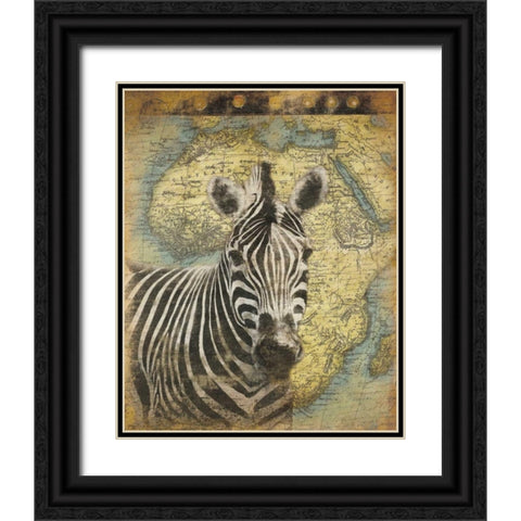 Zebra Africa Black Ornate Wood Framed Art Print with Double Matting by Grey, Jace
