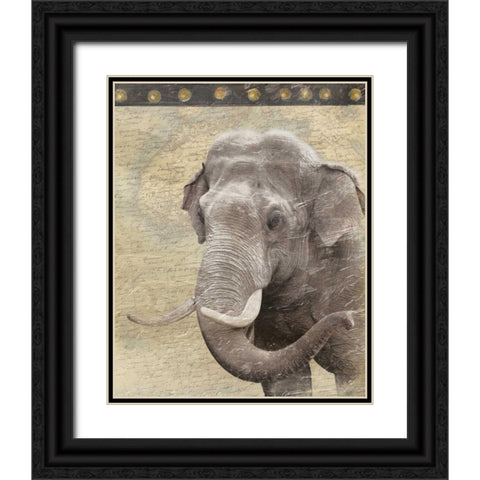 Elephant Black Ornate Wood Framed Art Print with Double Matting by Grey, Jace