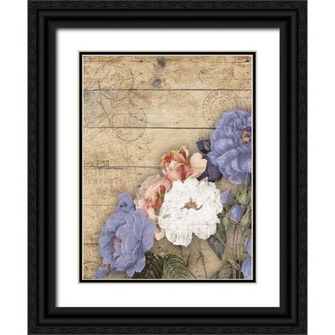 Purple  floral  vertical Black Ornate Wood Framed Art Print with Double Matting by Grey, Jace