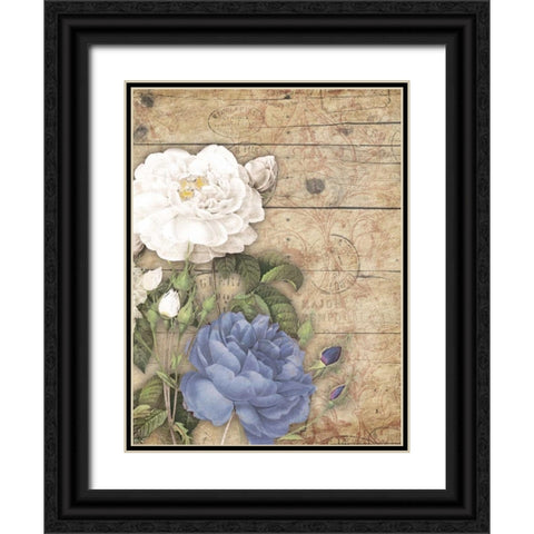 Purple floral mate vert Black Ornate Wood Framed Art Print with Double Matting by Grey, Jace
