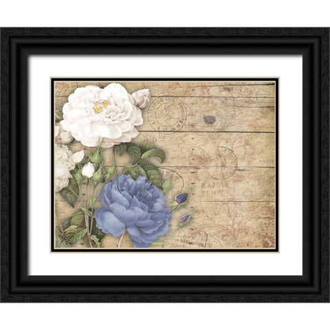 Purple floral mate Black Ornate Wood Framed Art Print with Double Matting by Grey, Jace