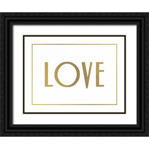 Gold Love Black Ornate Wood Framed Art Print with Double Matting by Grey, Jace