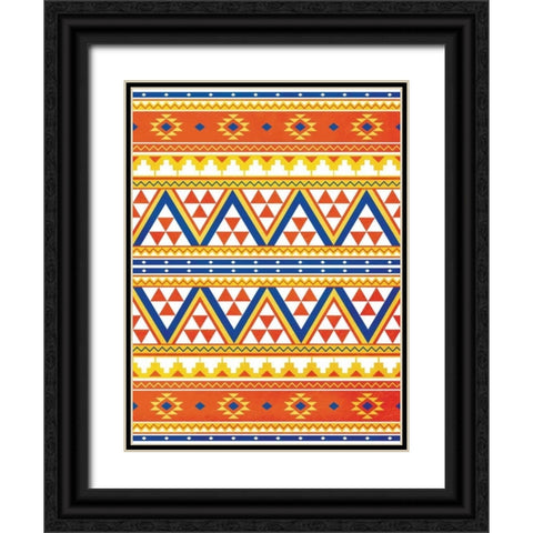 Aztec Pattern Colors Black Ornate Wood Framed Art Print with Double Matting by Grey, Jace